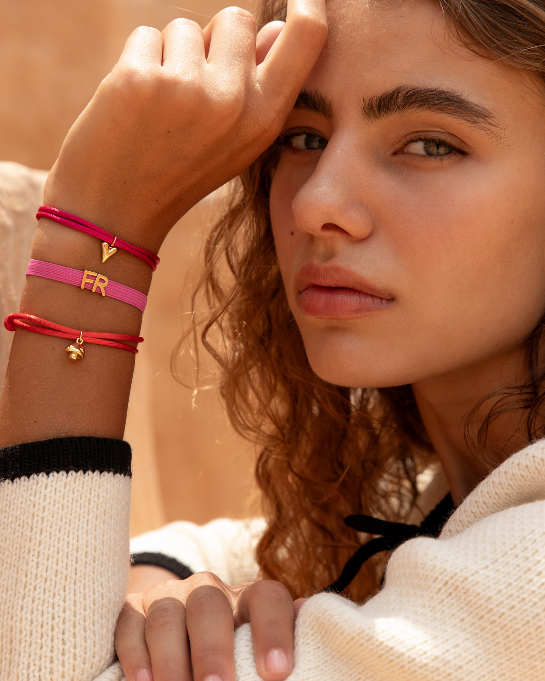 Satin mushroom hearts bracelet