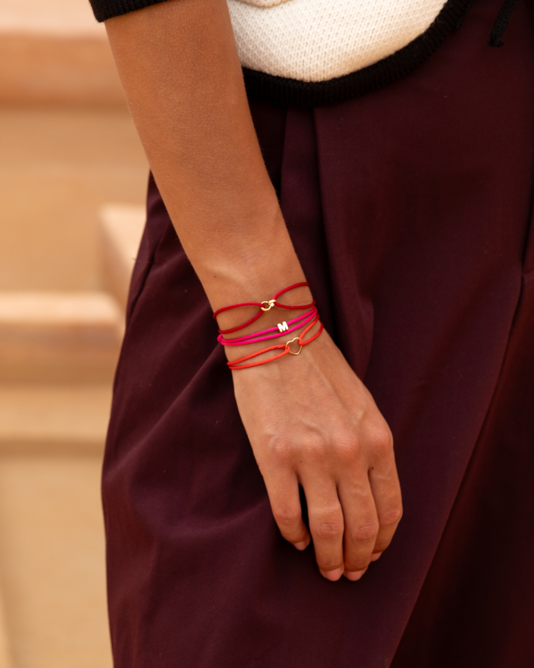 Satin mini double circle bracelet