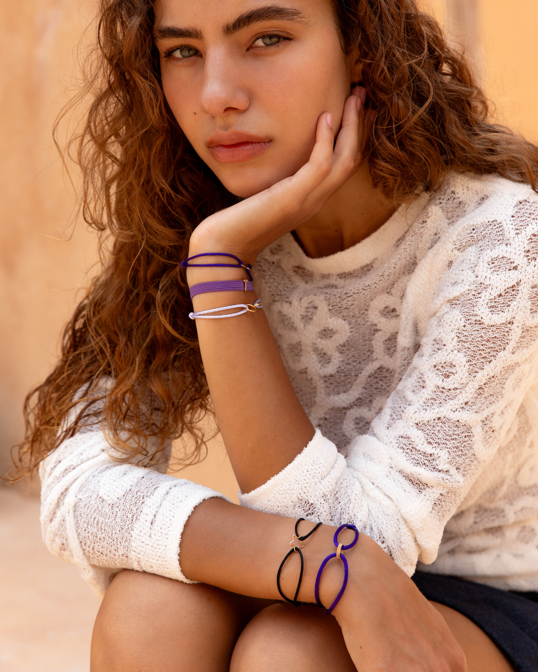 14k gold satin star bracelet