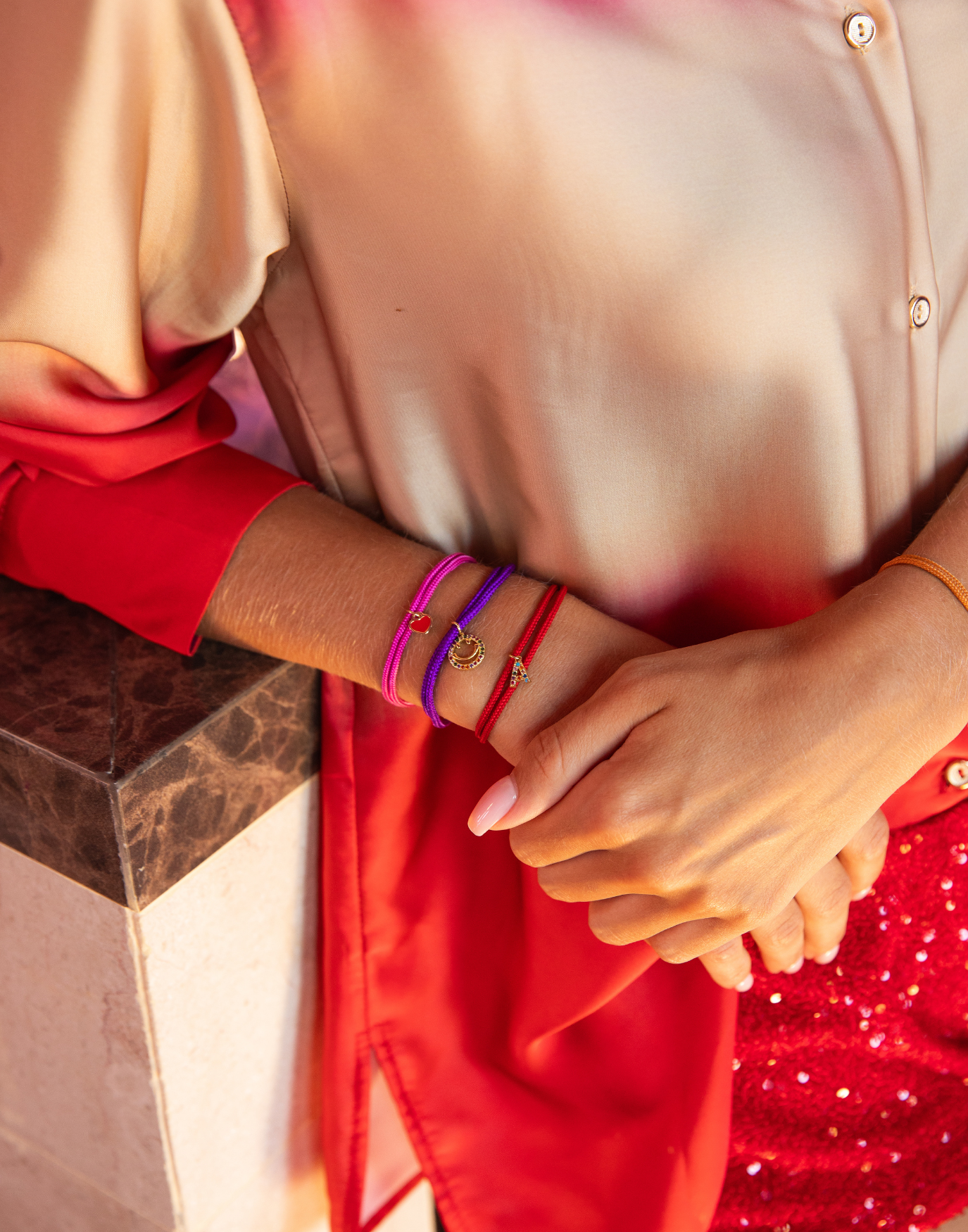 Limited nylon red heart bracelet