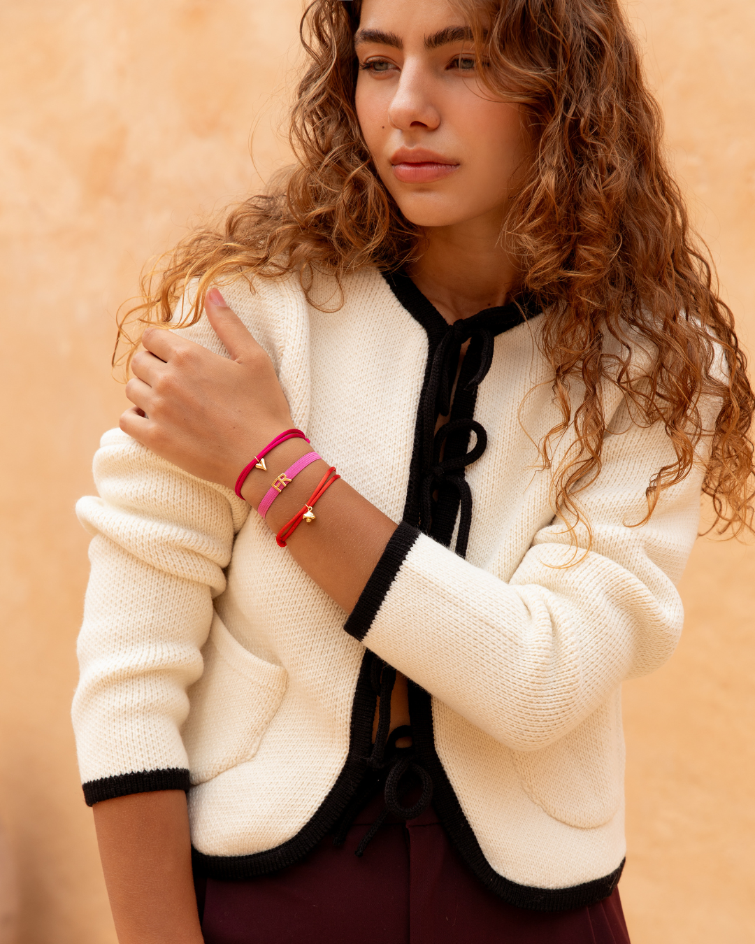 Satin mushroom hearts bracelet