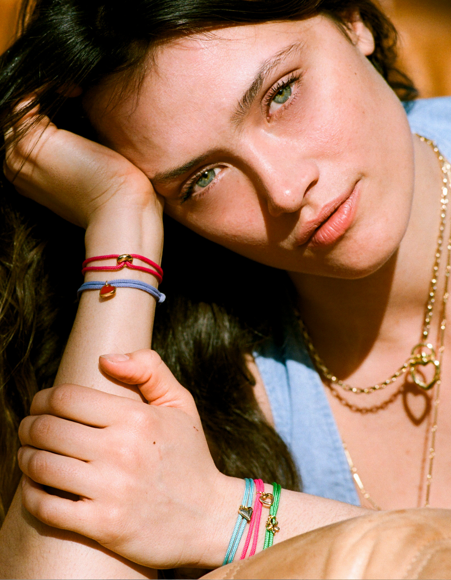 Nylon mini open heart bracelet