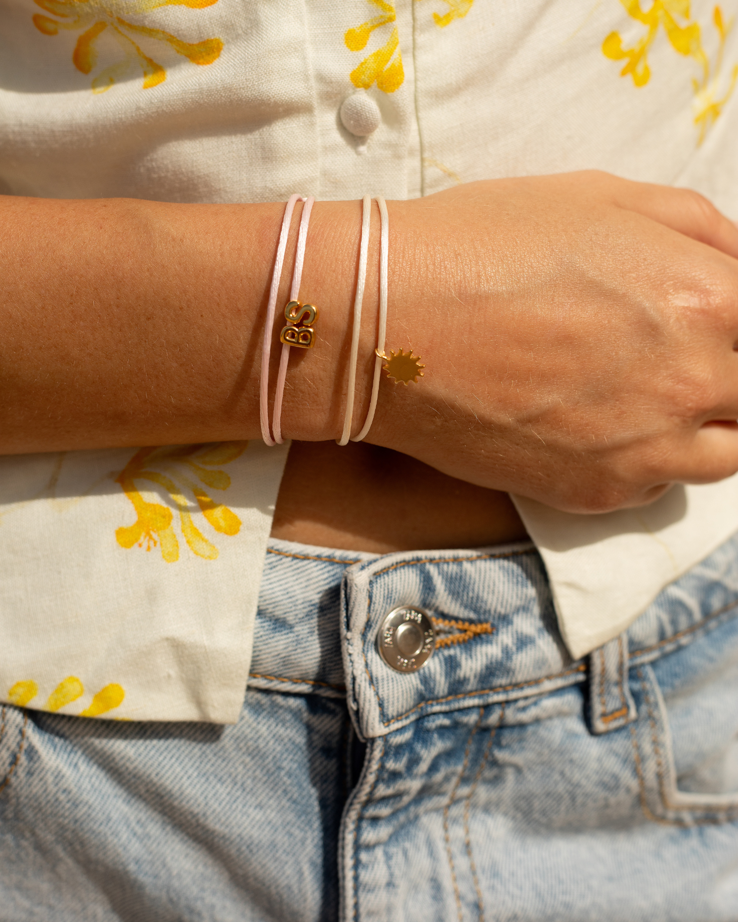 Satin chunky initial letter bracelet