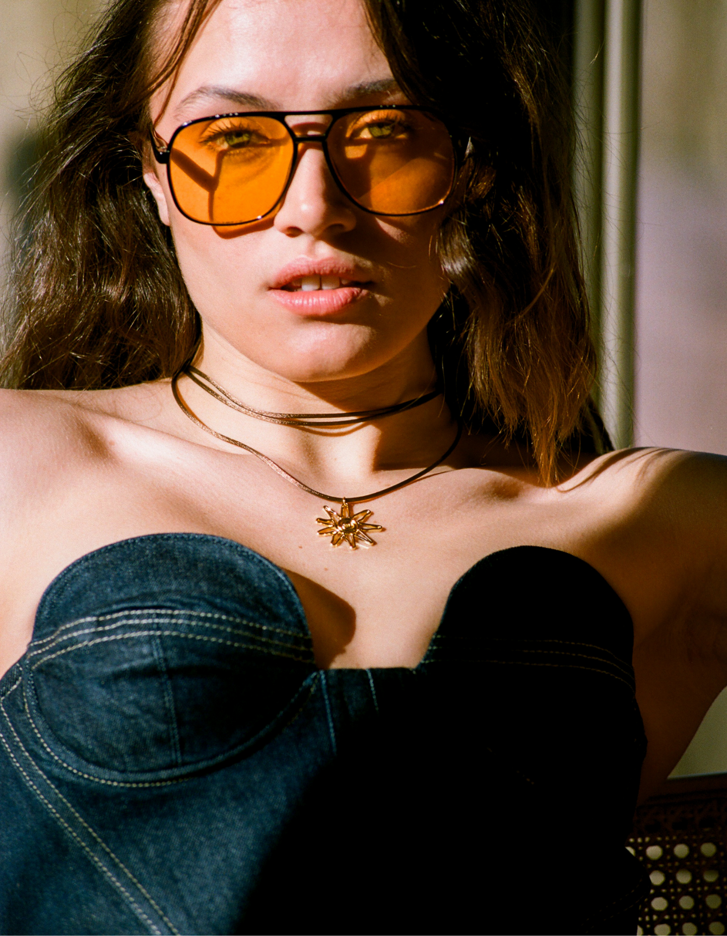 Satin sunflower necklace