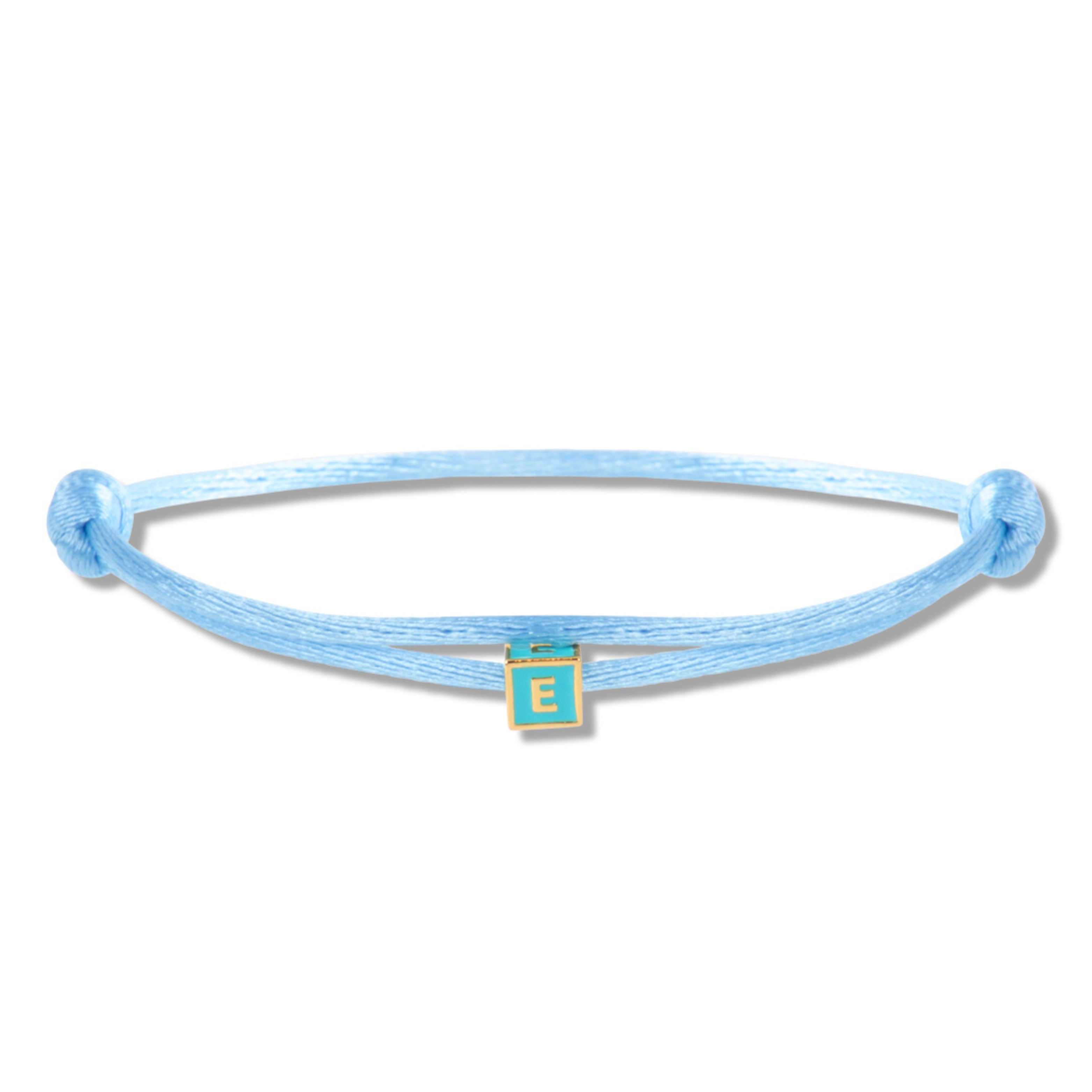 Satin initial cube blue bracelet