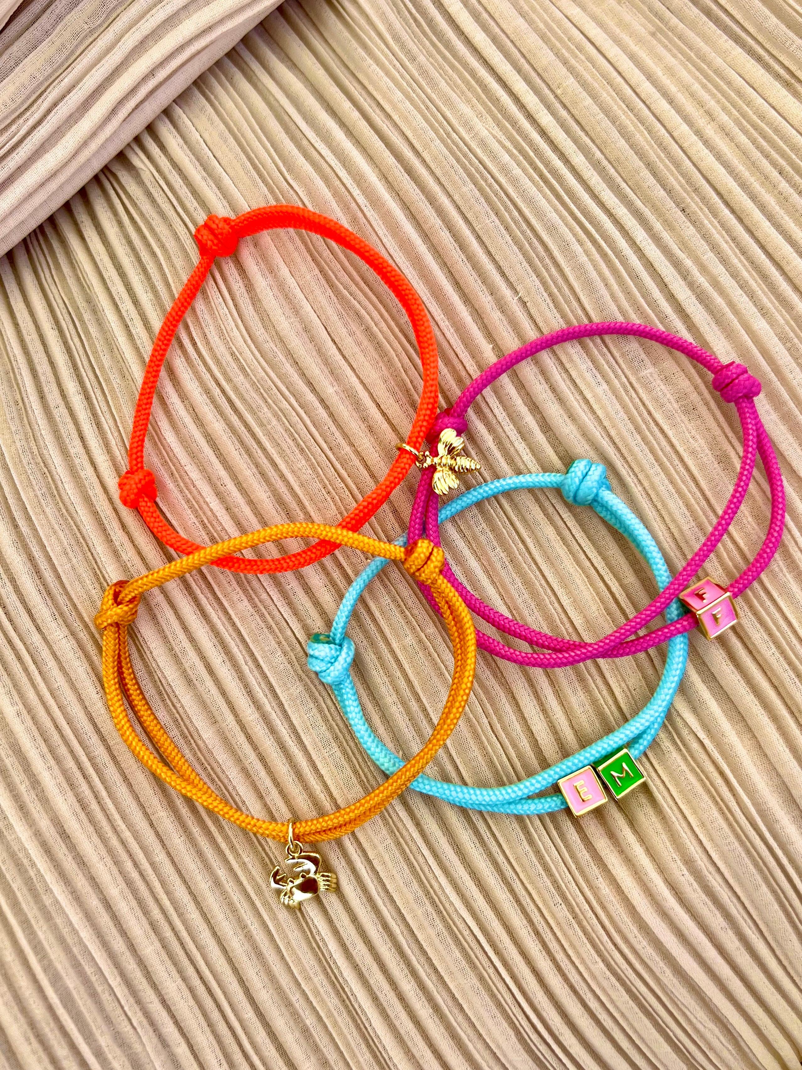 Limited nylon initial cube pink bracelet