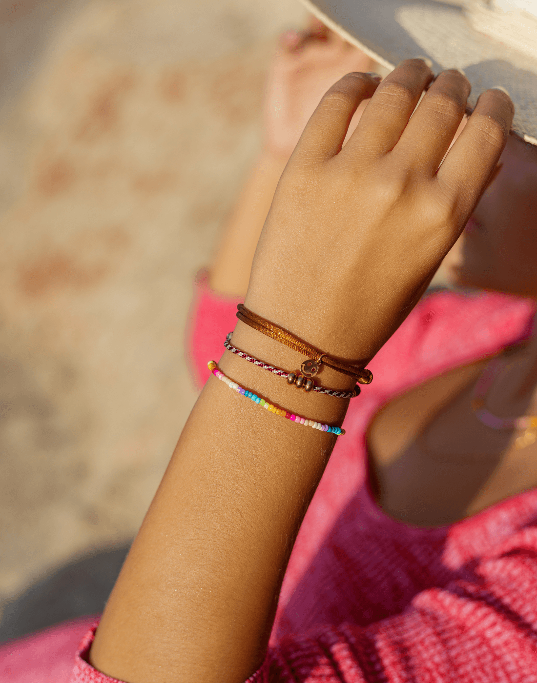 Nylon cirkels bracelet gold