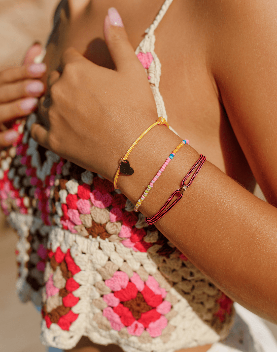Nylon open cirkel bracelet gold - Bytrend.nl