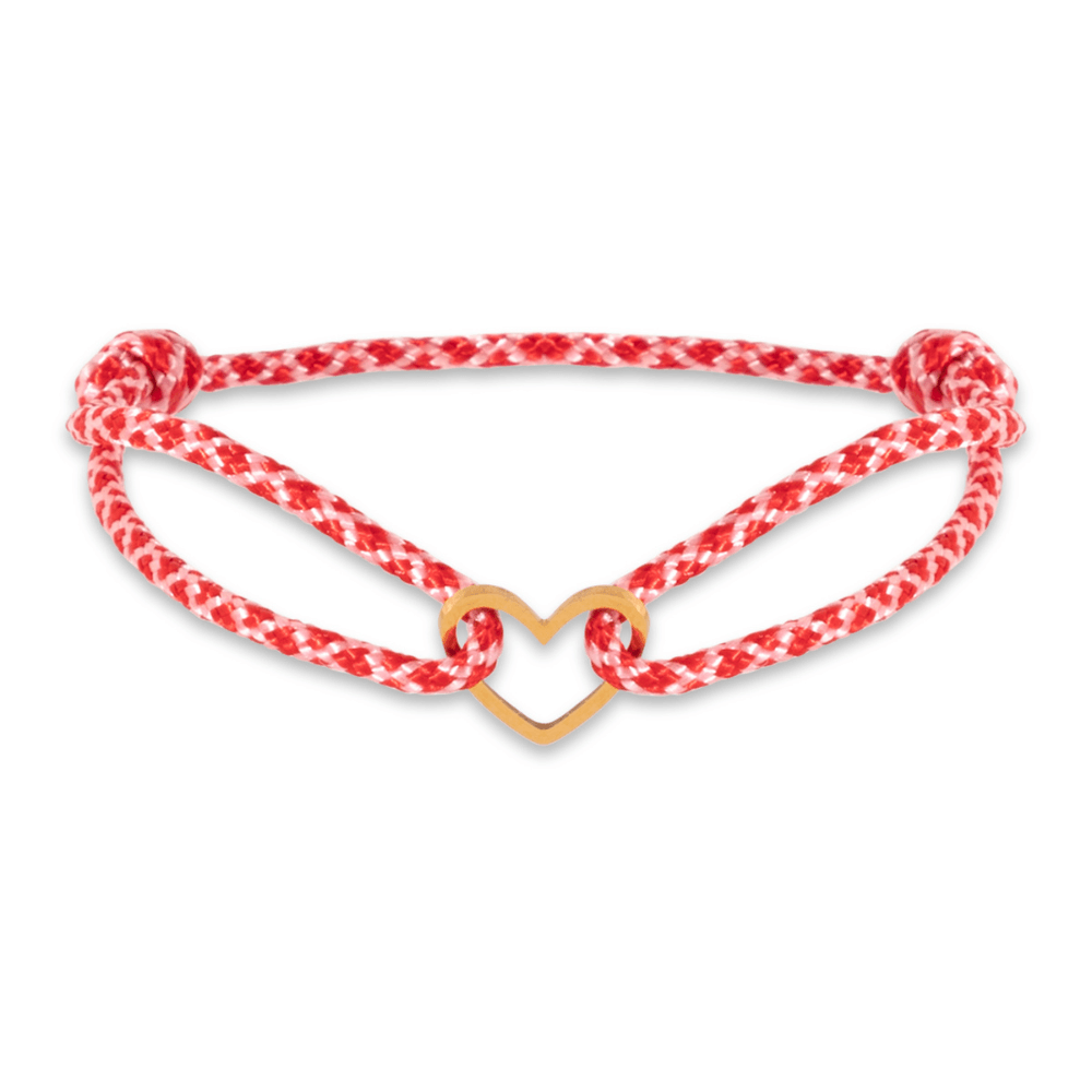 Nylon open heart bracelet gold - Bytrend.nl