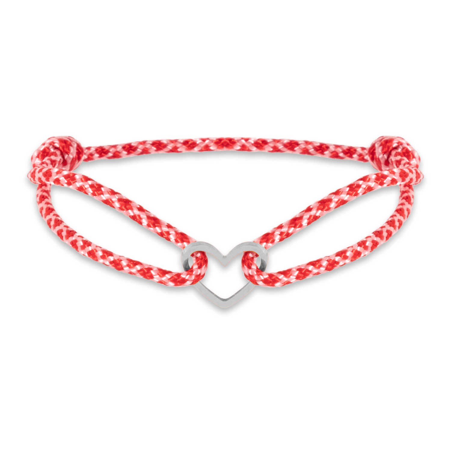 Nylon open heart bracelet silver - Bytrend.nl