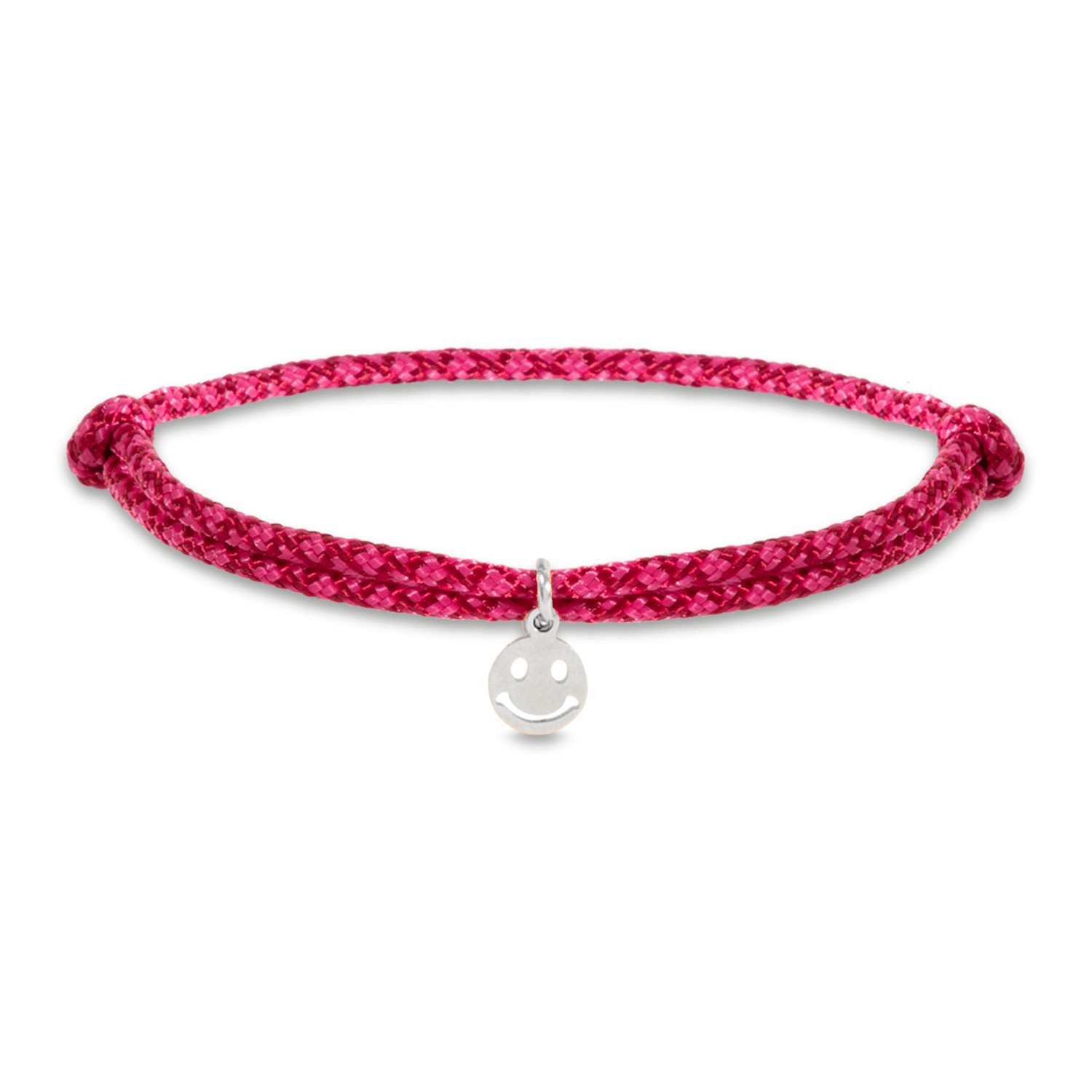 Nylon smiley bracelet silver - Bytrend.nl