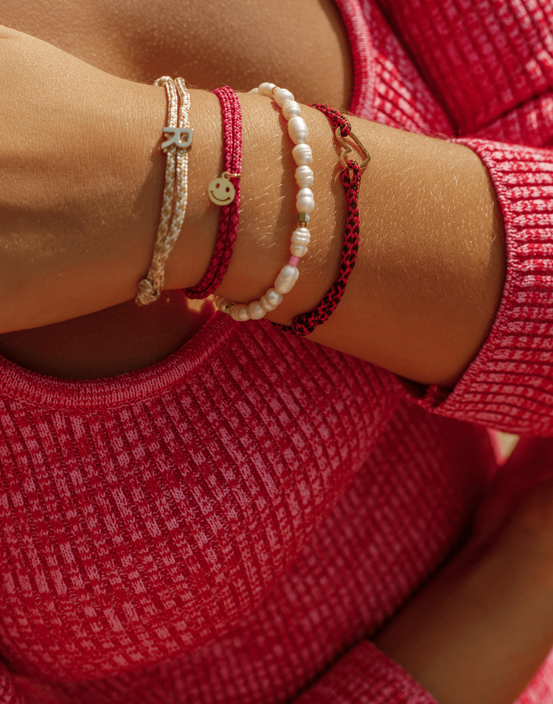 Nylon smiley bracelet silver - Bytrend.nl