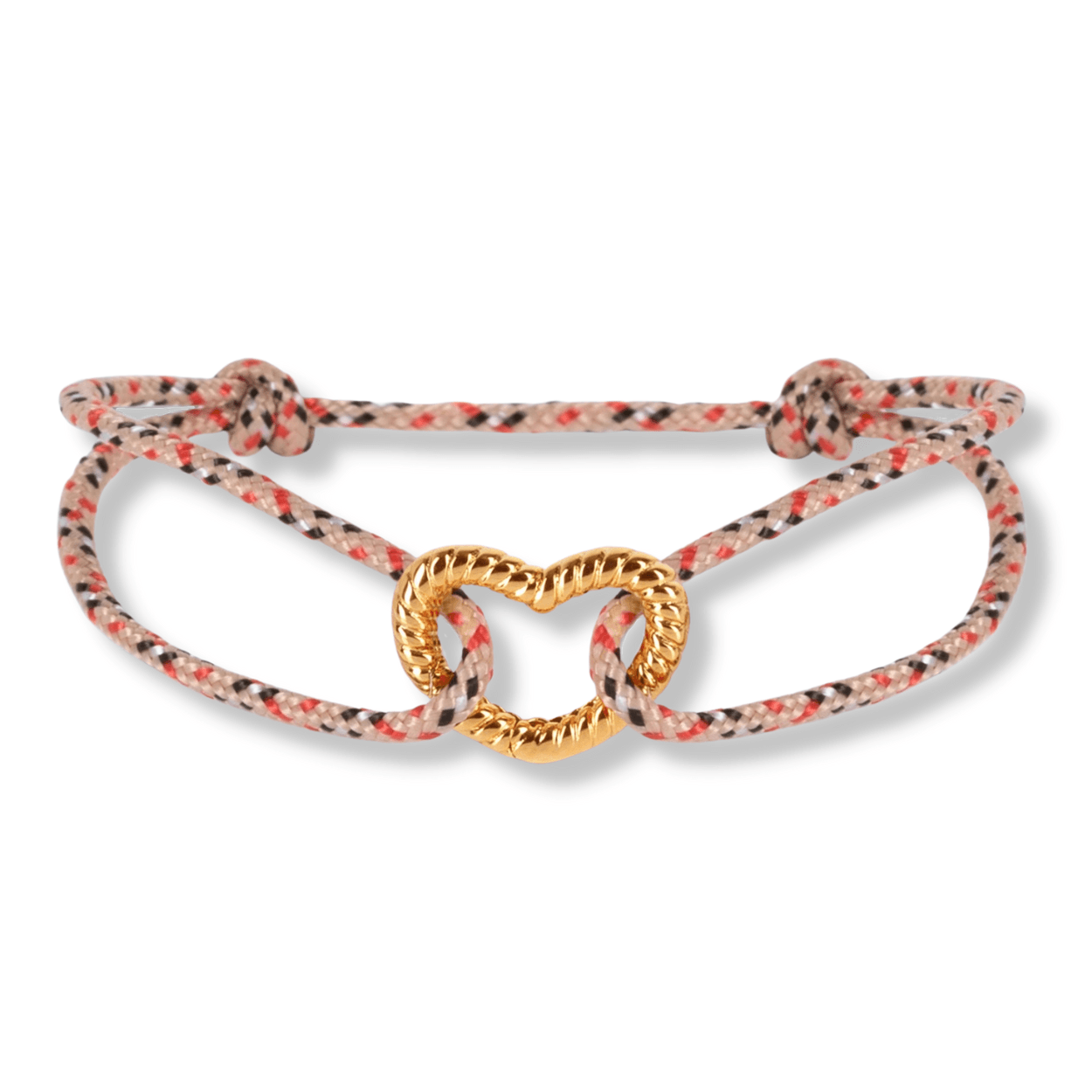 Nylon vintage heart bracelet gold - Bytrend.nl