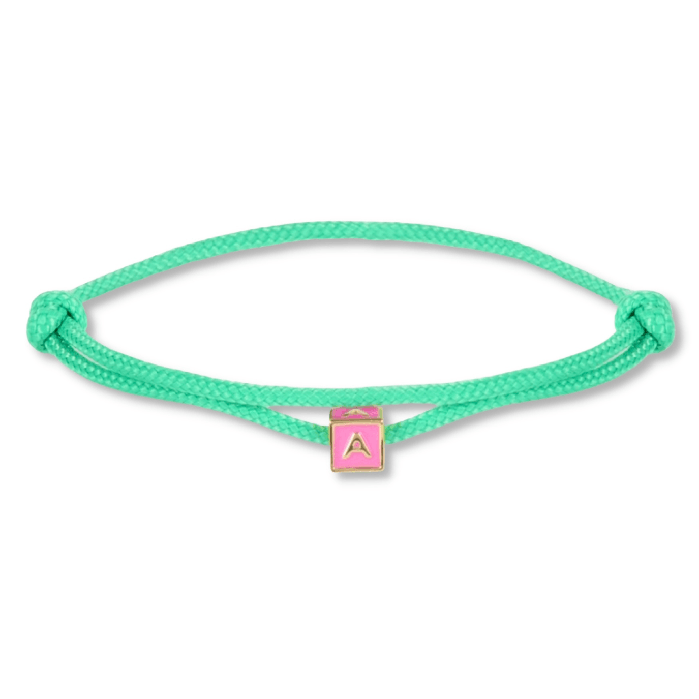 Satin initial cube pink bracelet - Bytrend.nl