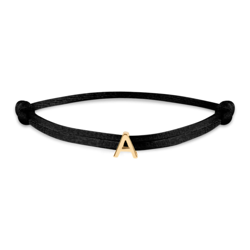 Satin initial letter bracelet gold