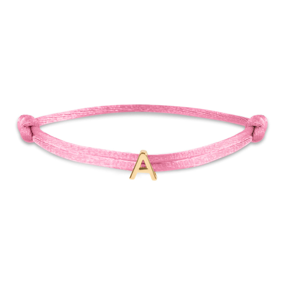 Satin initial letter bracelet gold
