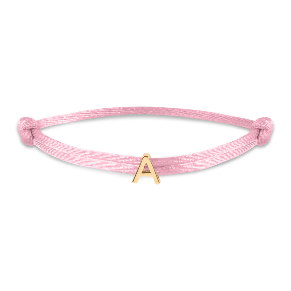 Satin initial letter bracelet gold