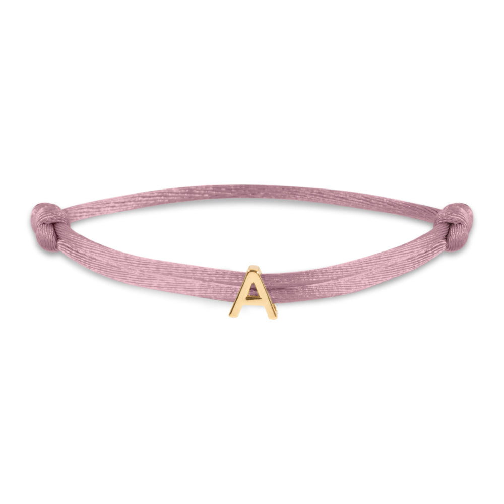 Satin initial letter bracelet gold
