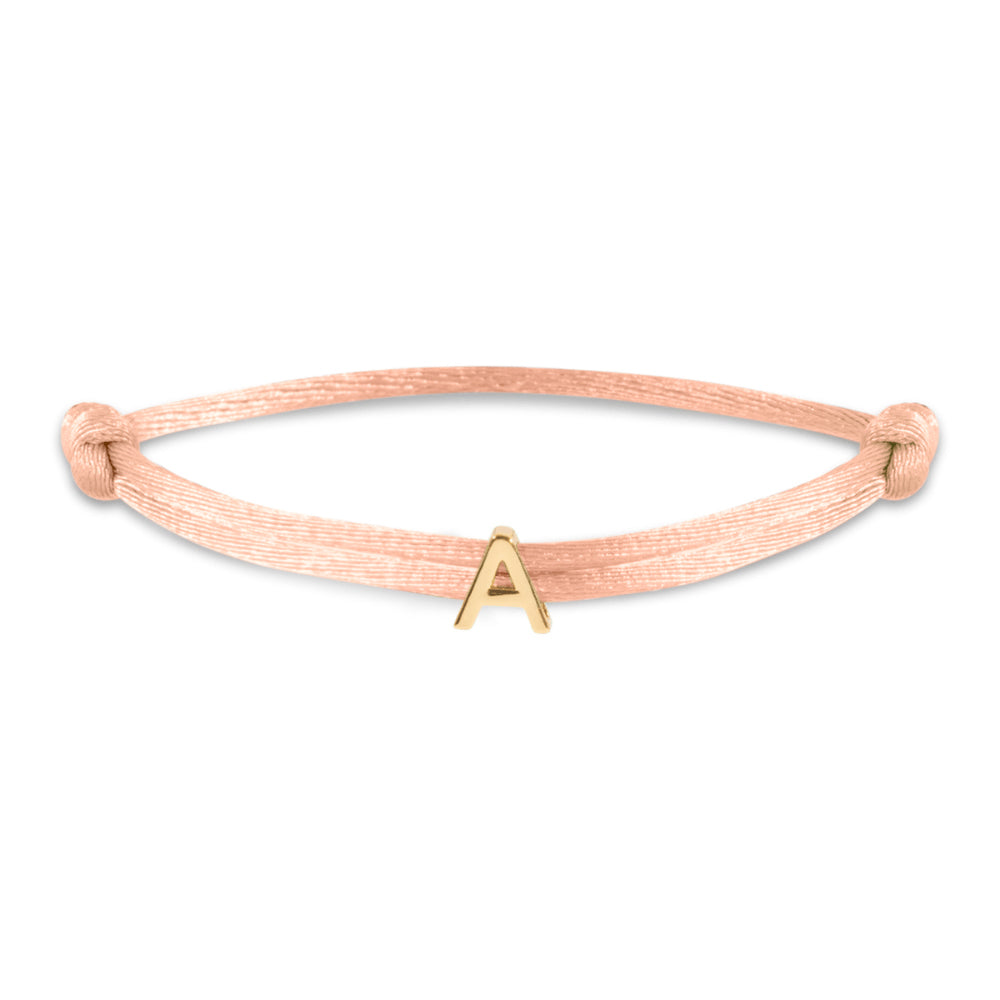 Satin initial letter bracelet gold