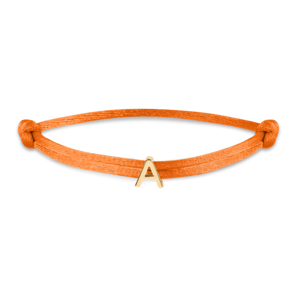 Satin initial letter bracelet gold