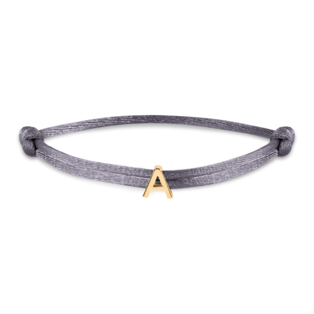 Satin initial letter bracelet gold