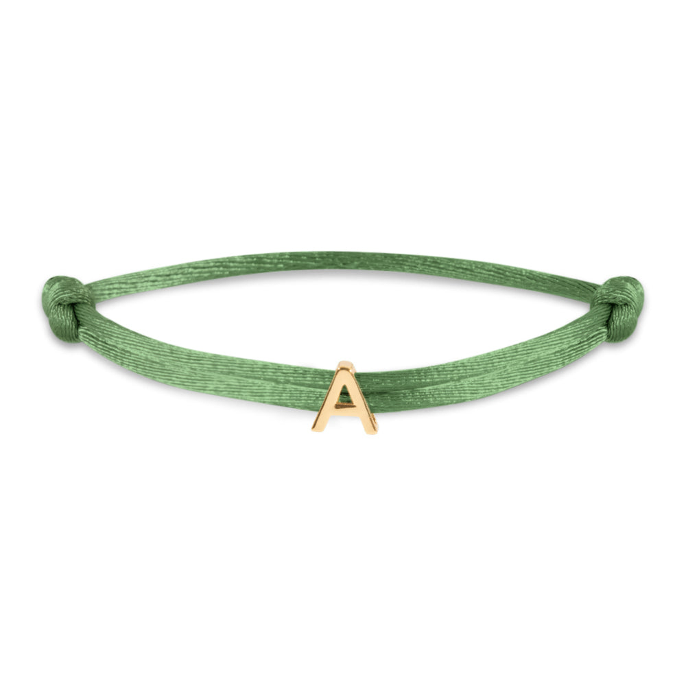 Satin initial letter bracelet gold