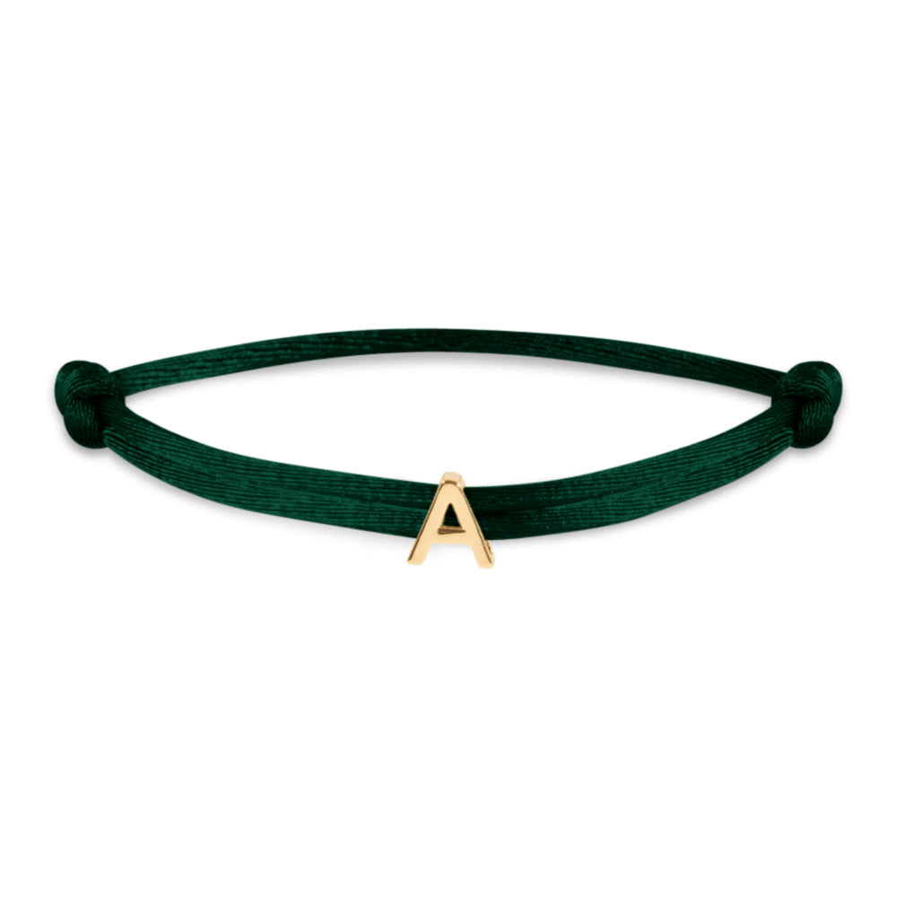 Satin initial letter bracelet gold