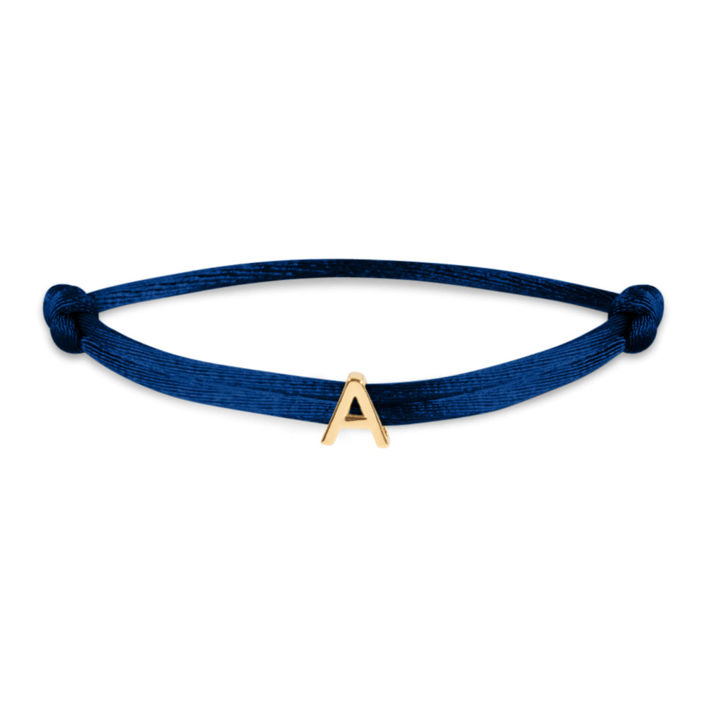 Satin initial letter bracelet gold