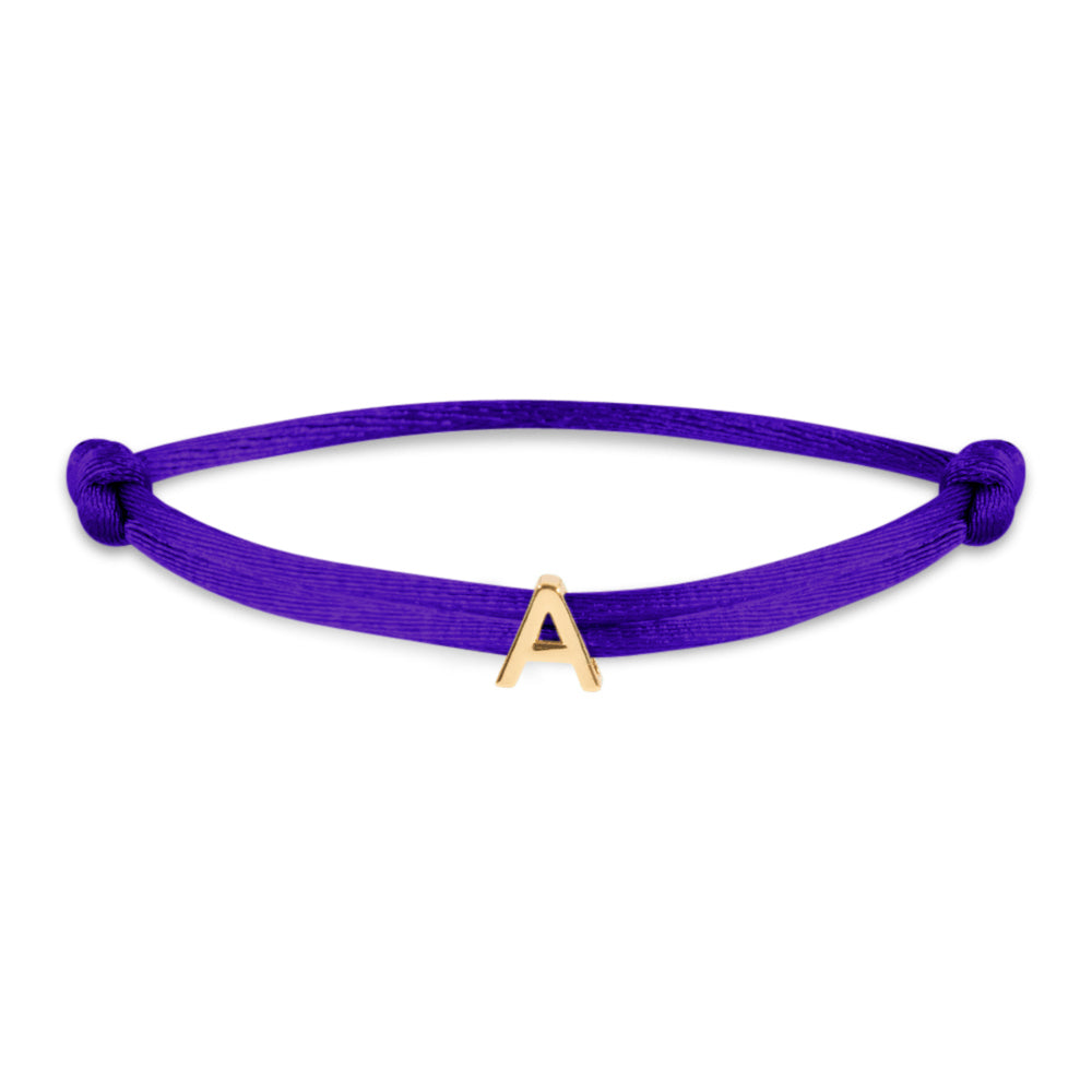 Satin initial letter bracelet gold