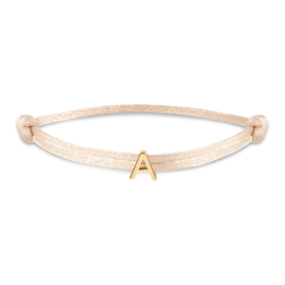 Satin initial letter bracelet gold