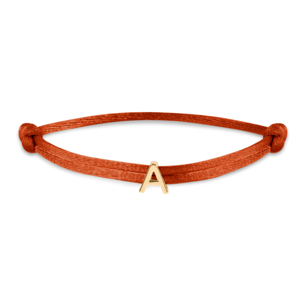 Satin initial letter bracelet gold
