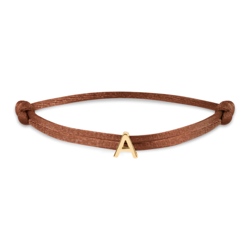 Satin initial letter bracelet gold