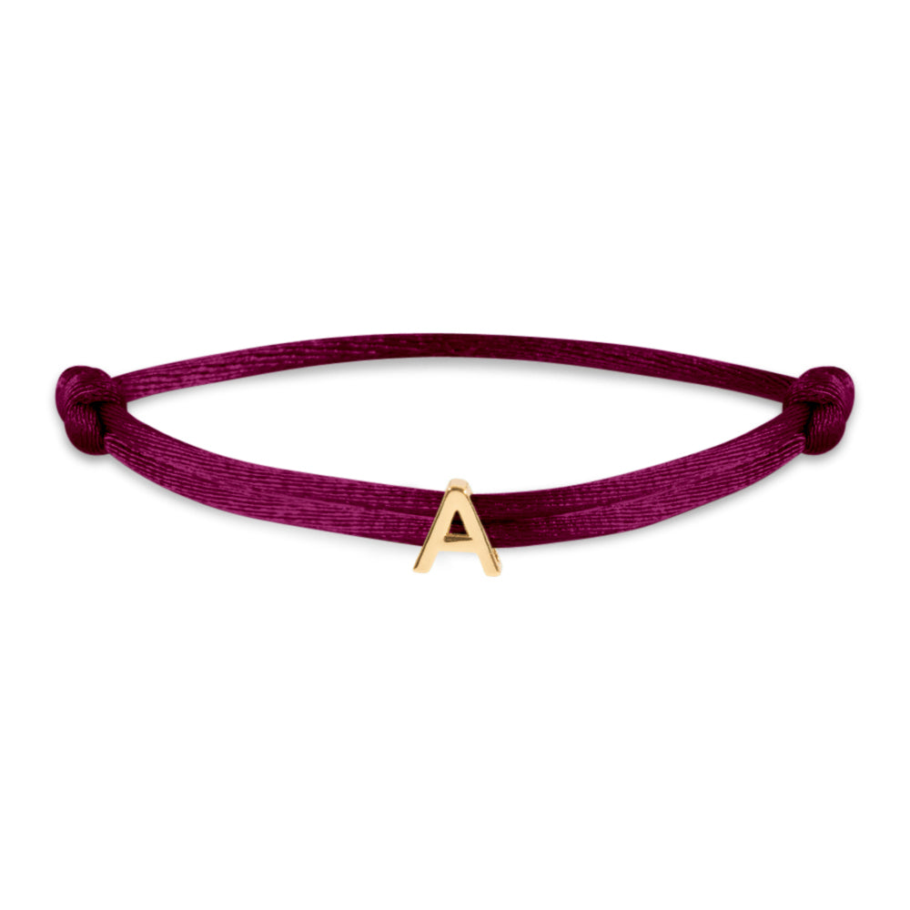 Satin initial letter bracelet gold