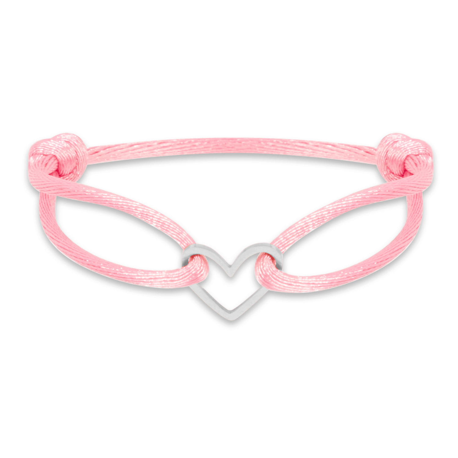 Satin open heart bracelet silver - Bytrend.nl